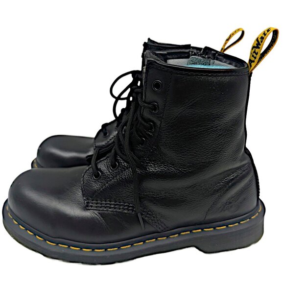 Dr. Martens Maple Zip Boots Black Steel Toe Work Leather Industrial Womens 10 - Picture 7 of 11